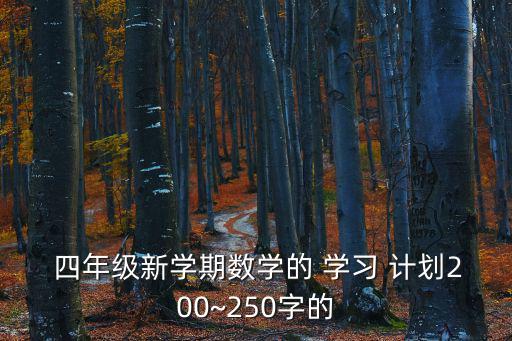  四年級新學期數學的 學習 計劃200~250字的
