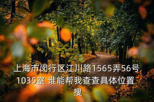 上海市閔行區(qū)江川路1565弄56號(hào)1035室 誰能幫我查查具體位置  搜
