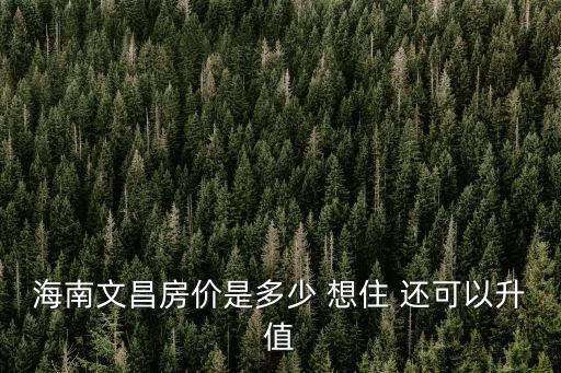 海南文昌房價是多少 想住 還可以升值