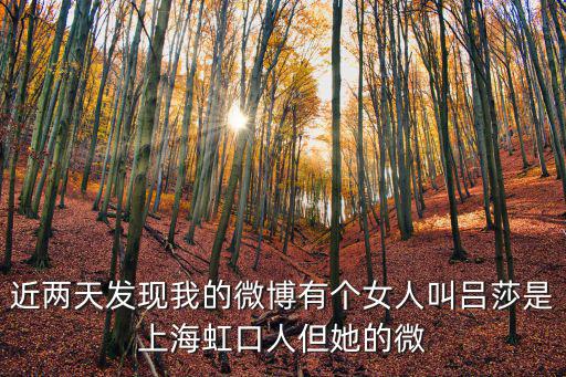 近兩天發現我的微博有個女人叫呂莎是上海虹口人但她的微