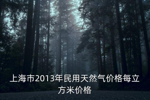 上海市2013年民用天然氣價格每立方米價格