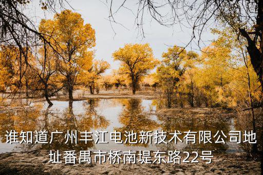 誰(shuí)知道廣州豐江電池新技術(shù)有限公司地址番禺市橋南堤?hào)|路22號(hào)