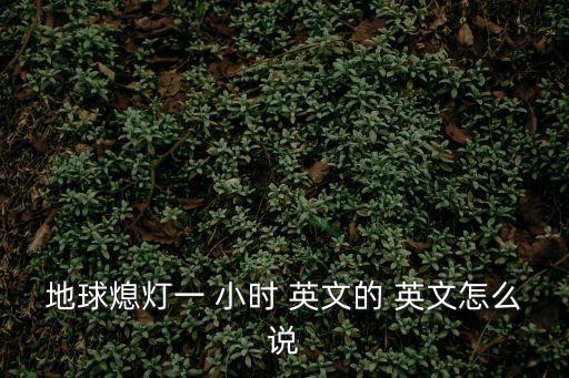 地球熄燈一 小時 英文的 英文怎么說