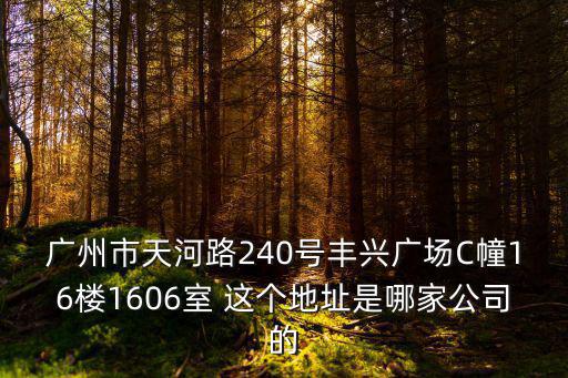 廣州市天河路240號(hào)豐興廣場(chǎng)C幢16樓1606室 這個(gè)地址是哪家公司的