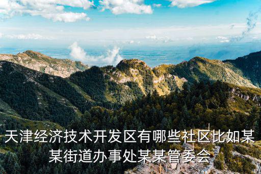 天津經濟技術開發區有哪些社區比如某某街道辦事處某某管委會