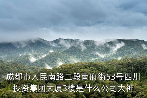 成都市人民南路二段南府街53號四川投資集團大廈3樓是什么公司大神