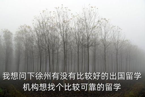 我想問下徐州有沒有比較好的出國留學機構想找個比較可靠的留學