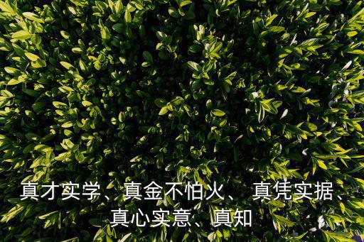 真才實學、真金不怕火、 真憑實據、真心實意、真知