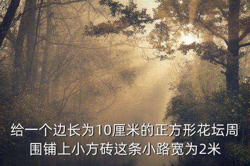 農(nóng)家小院花圃圍欄紅磚，給一個邊長為10厘米的正方形花壇周圍鋪上小方磚這條小路寬為2米