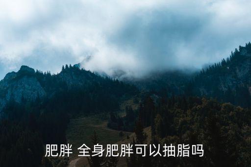 肥胖 全身肥胖可以抽脂嗎
