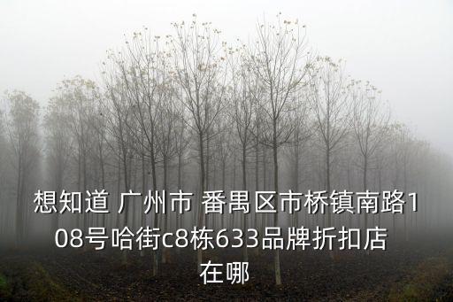 想知道 廣州市 番禺區市橋鎮南路108號哈街c8棟633品牌折扣店 在哪