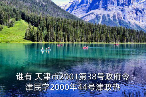 天津市政府文件制定，誰有 天津市2001第38號政府令津民字2000年44號津政熱