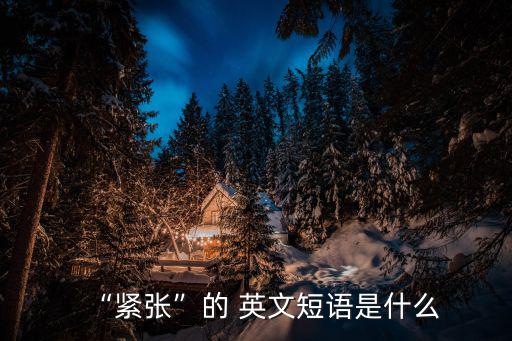 “緊張”的 英文短語是什么