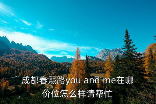 成都春熙路you and me在哪價位怎么樣請幫忙