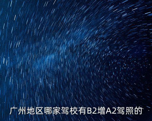 廣州地區哪家駕校有B2增A2駕照的