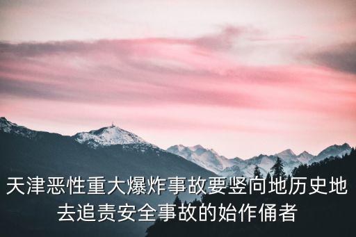 天津惡性重大爆炸事故要豎向地歷史地去追責安全事故的始作俑者