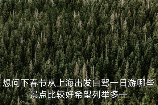 想問下春節(jié)從上海出發(fā)自駕一日游哪些景點(diǎn)比較好希望列舉多一