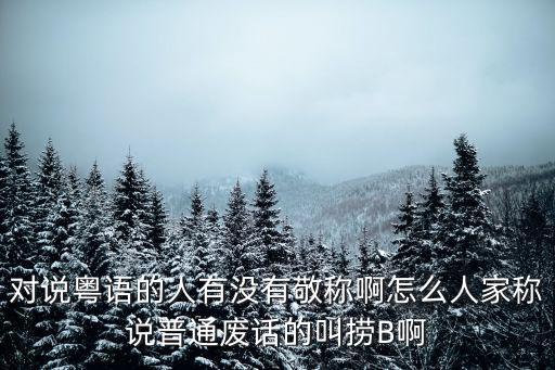 對說粵語的人有沒有敬稱啊怎么人家稱說普通廢話的叫撈B啊