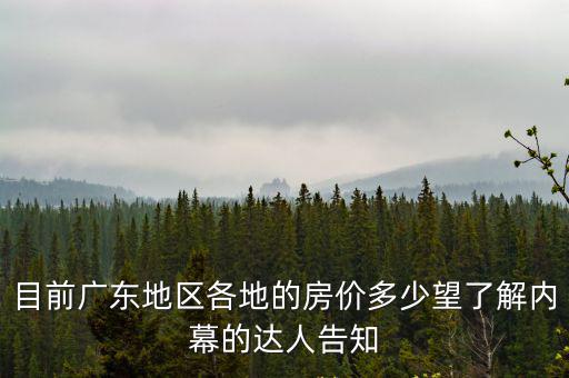 目前廣東地區(qū)各地的房價多少望了解內(nèi)幕的達人告知