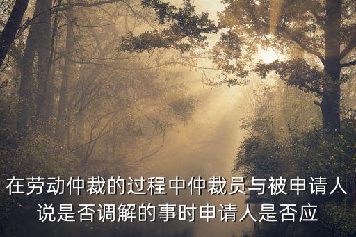 在勞動仲裁的過程中仲裁員與被申請人說是否調解的事時申請人是否應