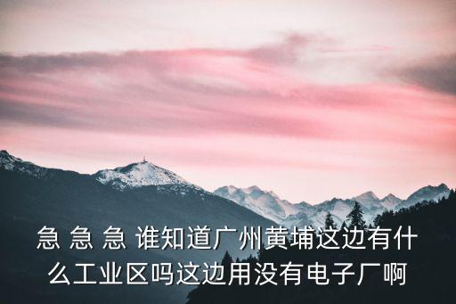 急 急 急 誰知道廣州黃埔這邊有什么工業區嗎這邊用沒有電子廠啊