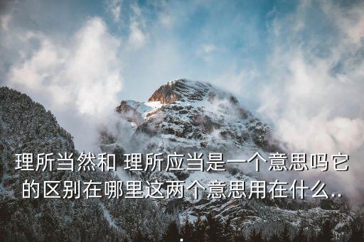 理所當(dāng)然和 理所應(yīng)當(dāng)是一個(gè)意思嗎它的區(qū)別在哪里這兩個(gè)意思用在什么...