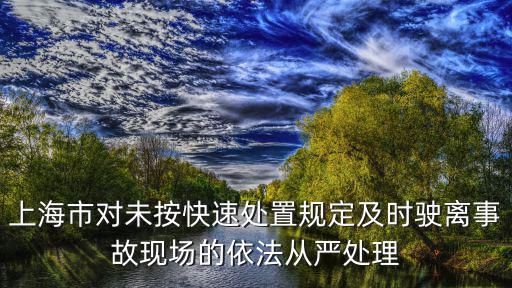 上海市對未按快速處置規定及時駛離事故現場的依法從嚴處理