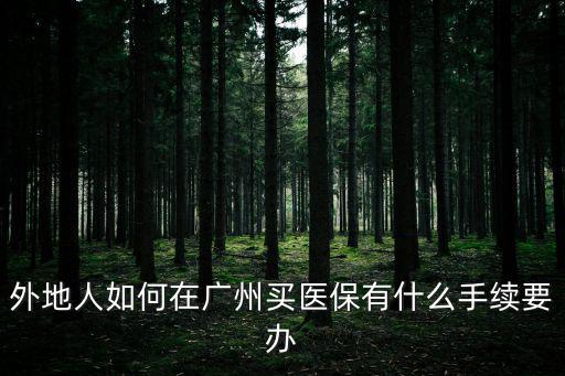外地人如何在廣州買醫保有什么手續要辦