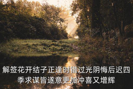 解簽花開結子正逢時錯過光陰悔后遲四季求謀皆遂意更加沖喜又增輝