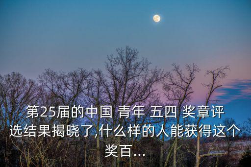 第25屆的中國 青年 五四 獎章評選結果揭曉了,什么樣的人能獲得這個獎百...