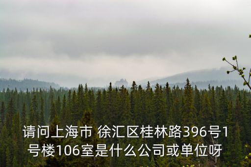 請(qǐng)問上海市 徐匯區(qū)桂林路396號(hào)1號(hào)樓106室是什么公司或單位呀