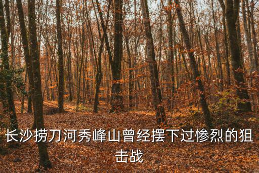 長(zhǎng)沙撈刀河秀峰山曾經(jīng)擺下過慘烈的狙擊戰(zhàn)