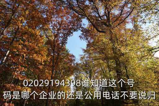 02029194398誰知道這個號碼是哪個企業(yè)的還是公用電話不要說歸