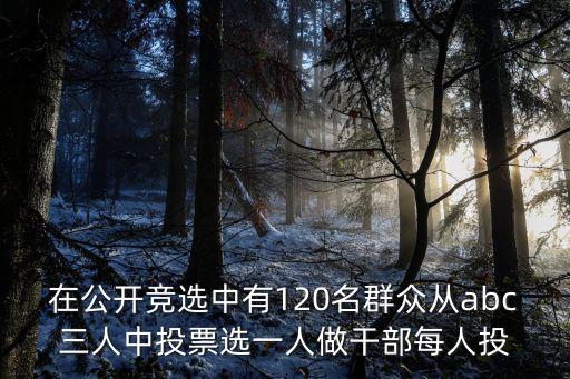 在公開競(jìng)選中有120名群眾從abc三人中投票選一人做干部每人投