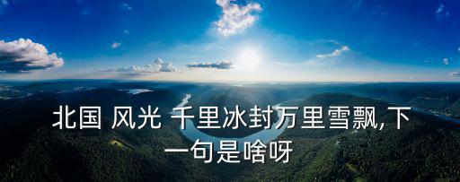  北國 風光 千里冰封萬里雪飄,下一句是啥呀