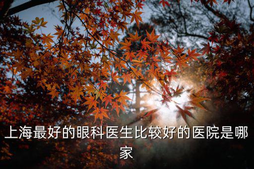上海最好的眼科醫生比較好的醫院是哪家