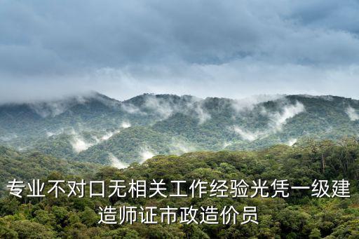 專業不對口無相關工作經驗光憑一級建造師證市政造價員