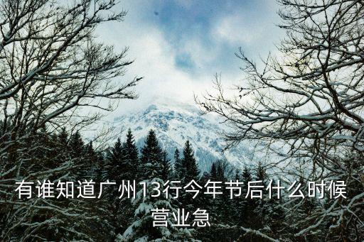 有誰知道廣州13行今年節(jié)后什么時候營業(yè)急