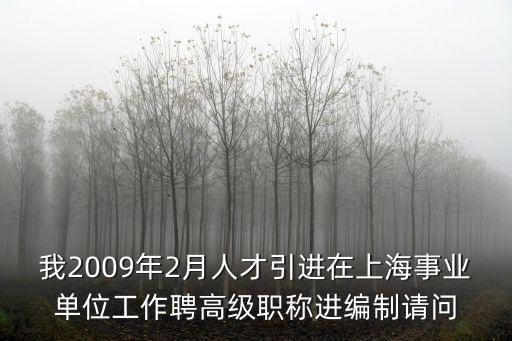 我2009年2月人才引進在上海事業單位工作聘高級職稱進編制請問
