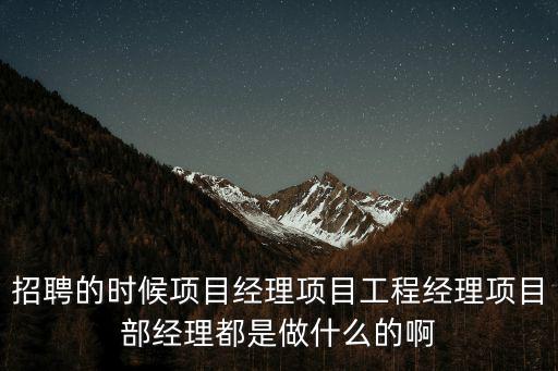 招聘的時候項目經(jīng)理項目工程經(jīng)理項目部經(jīng)理都是做什么的啊
