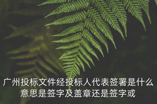 廣州投標(biāo)文件經(jīng)投標(biāo)人代表簽署是什么意思是簽字及蓋章還是簽字或