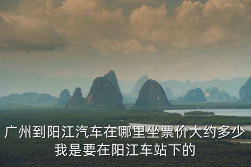 廣州至陽江汽車查詢，廣州到陽江汽車在哪里坐票價(jià)大約多少我是要在陽江車站下的