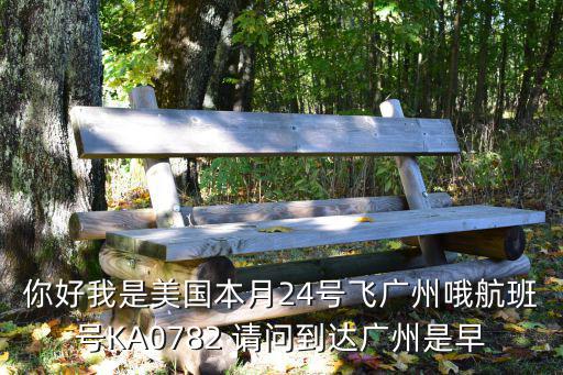 你好我是美國本月24號飛廣州哦航班號KA0782 請問到達廣州是早