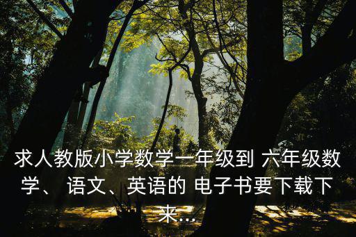 求人教版小學(xué)數(shù)學(xué)一年級(jí)到 六年級(jí)數(shù)學(xué)、 語(yǔ)文、英語(yǔ)的 電子書要下載下來(lái)...