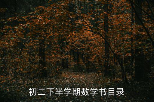 初二數學目錄，初二下半學期數學書目錄