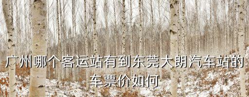 廣州哪個客運站有到東莞大朗汽車站的車票價如何