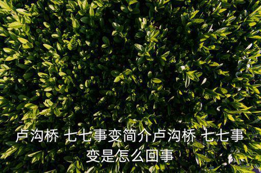 盧溝橋 七七事變簡介盧溝橋 七七事變是怎么回事