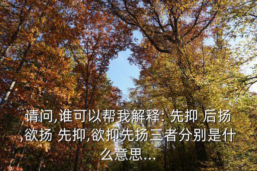請問,誰可以幫我解釋: 先抑 后揚,欲揚 先抑,欲抑先揚三者分別是什么意思...