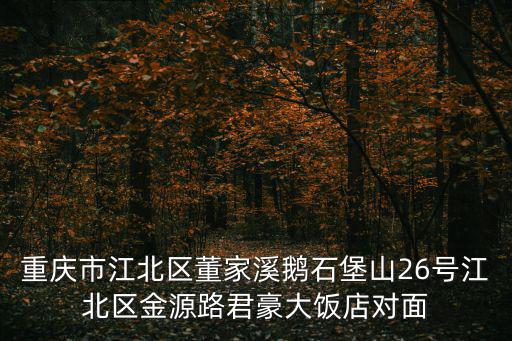 重慶市江北區董家溪鵝石堡山26號江北區金源路君豪大飯店對面
