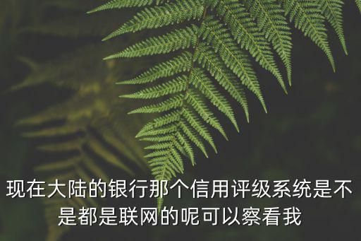 現(xiàn)在大陸的銀行那個信用評級系統(tǒng)是不是都是聯(lián)網(wǎng)的呢可以察看我